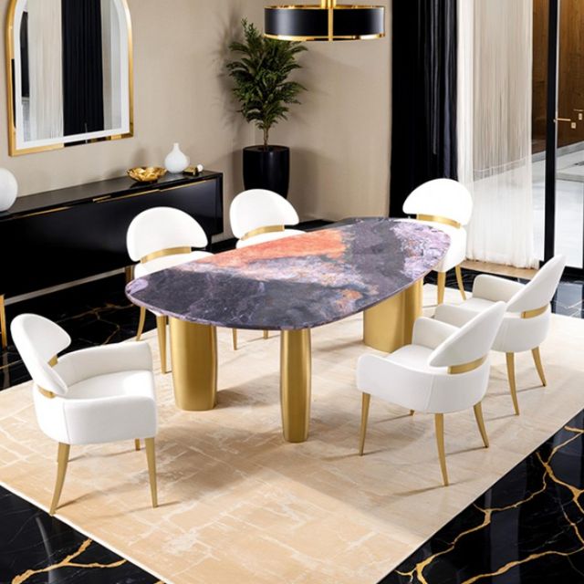 Furniture of America® Northwich 7-Piece Black/Gray/Matte Gold Dining Table Set-1