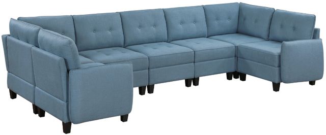 Homelegance® Garren 7-Piece Blue U-Shape Sectional with Storage-0