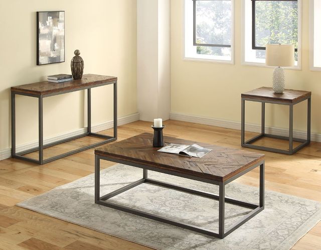 Steve Silver Co. Lorenza Natural Honey End Table with Gray Base-1