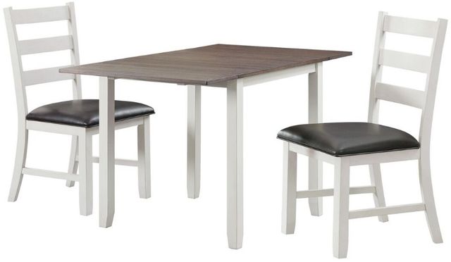 Elements International Martin 3-Piece Dark Brown/White Dining Table Set-0