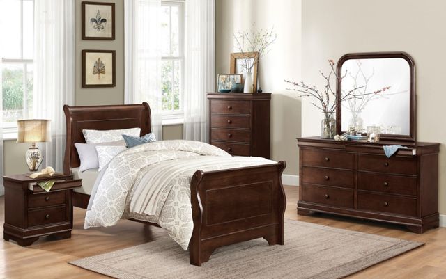 Homelegance® Abbeville Dark Cherry Twin Sleigh Bed-1