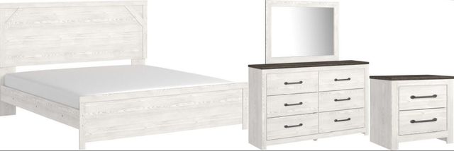 Signature Design by Ashley® Gerridan 4-Piece Gray/White King Panel Bed Set-0