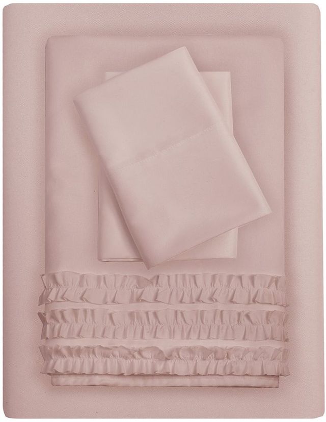Olliix by Intelligent Design Pink California King Ruffled Sheet Set-2