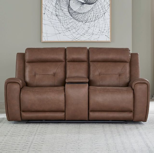 Liberty Furniture Beckham Aline Saddle Leather Power Reclining Loveseat with Console-2