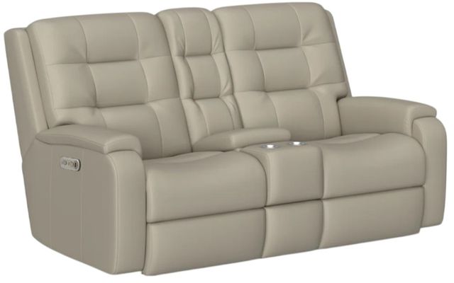 Flexsteel® Customizable Arlo Leather Power Reclining Loveseat with Console and Power Headrests-1