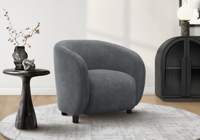 Monarch Specialties Inc. Dark Grey 30" Rounded Barrel-Back Accent Chair with Black Legs-1