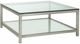 Artistica Home® Metal Designs Per Se Glass Top Square Cocktail Table with Silver Leaf Base-0