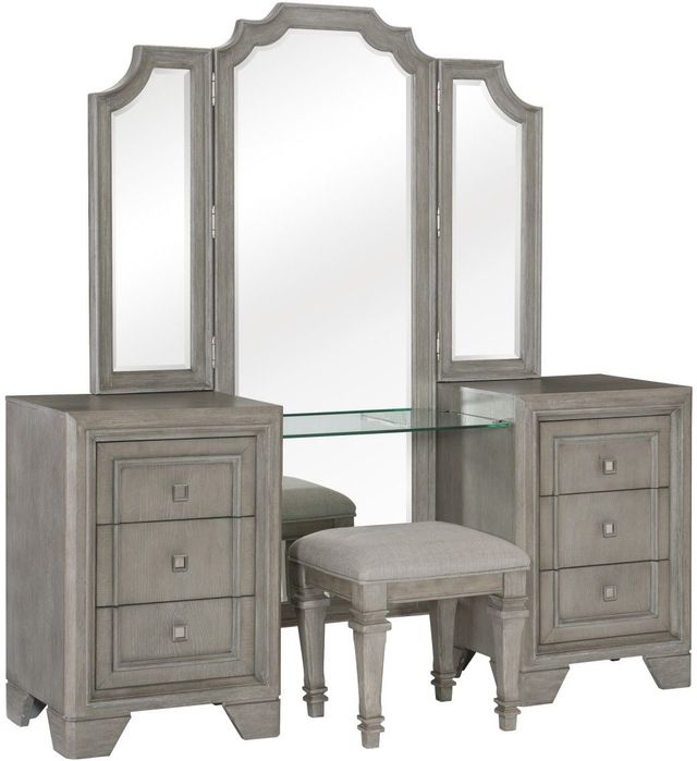 Mazin Furniture Colchester Driftwood Gray Vanity Stool-2