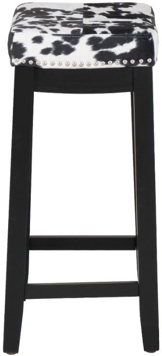 Linon Claridge Black/White Cow Counter Stool-3