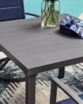 Signature Design by Ashley® Rocky Creek Gray Aluminum Outdoor Dining Table-3