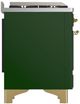 Ilve® Majestic III 48" Emerald Green Pro Style Dual Fuel Natural Gas Range with Solid Door and Brass Trim-4