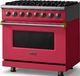Viking® 5 Series 36" Valentine Pro Style Dual Fuel (NG) Range with Brushed Brass Trim-3