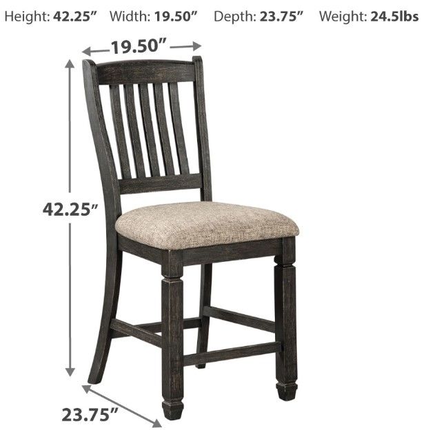 Signature Design by Ashley® Tyler Creek Black/Grayish Brown Upholstered Bar Stool-5