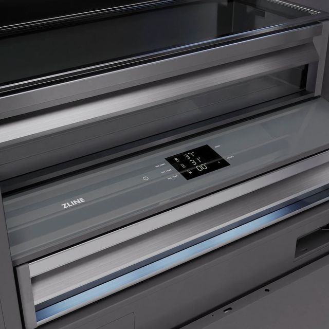 ZLINE Autograph Edition 72" 39.6 Cu. Ft. Panel Ready Built-In French Door Refrigerator with Graphite Gray Interior and Polished Gold Accents-3