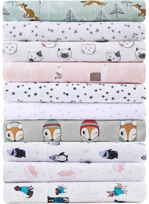 Olliix by Intelligent Design Grey Stars Queen Cozy Soft Cotton Novelty Print Flannel Sheet Set-4