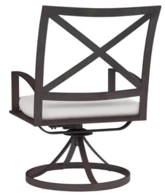 Sunset West La Jolla Espresso Aluminum Swivel Outdoor Dining Chair with Canvas Flax Cushion-2