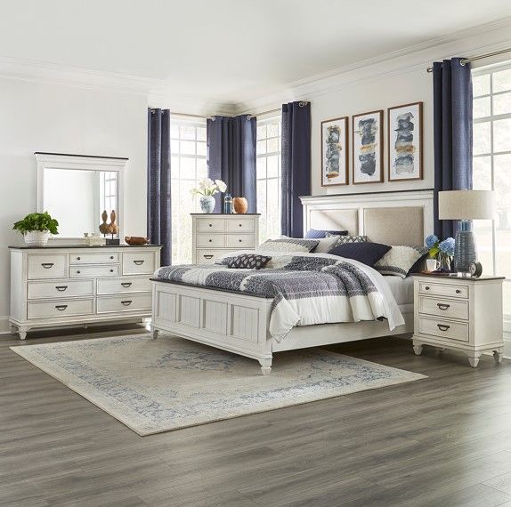 Liberty Furniture Allyson Park 5-Piece Charcoal/Wirebrushed White Bedroom Set-0