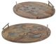 A & B Home 2-Piece Brown Decorative Round Tray Set-2