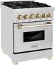 ZLINE Autograph Edition 24" Stainless Steel Pro Style Dual Fuel Range with Polished Gold Accents -4