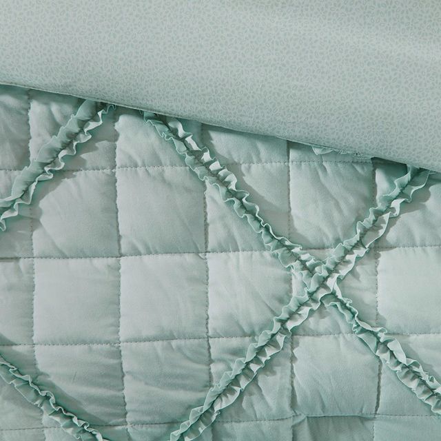 Olliix by Madison Park 9 Piece Seafoam King Mindy Cotton Percale Comforter Set-4
