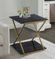 Armen Living Westlake Dark Brown End Table with Brushed Gold Frame -2