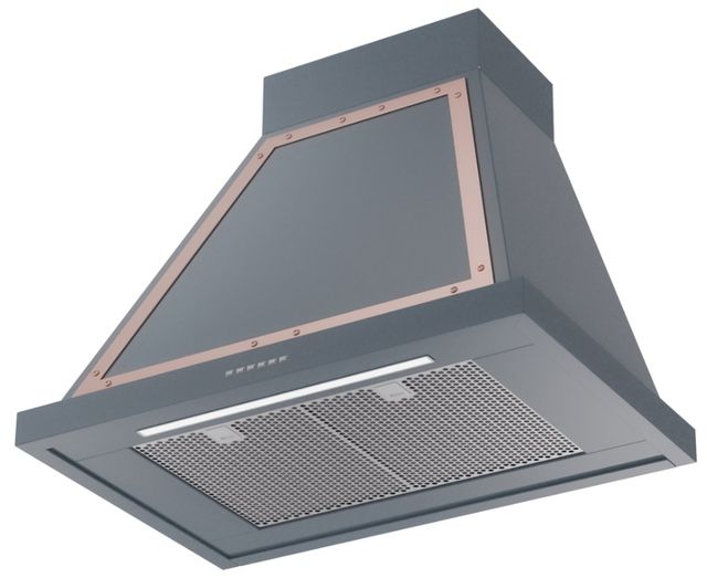 Ilve® Nostalgie II Noblesse 30'' Blue Gray Wall Mounted Range Hood with Copper Trim-1
