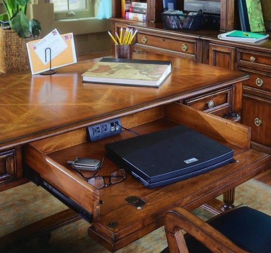 Hooker® Furniture Brookhaven Distressed Medium Clear Cherry Leg Desk-2