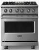 Viking® 5 Series 30" Stainless Steel Pro Style Dual Fuel (LP) Range with Polished Chrome Trim-0