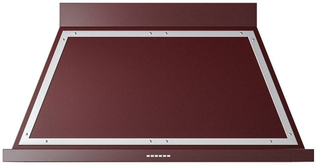Ilve® Nostalgie II Noblesse 48" Burgundy Wall Mounted Range Hood with Chrome Trim-0