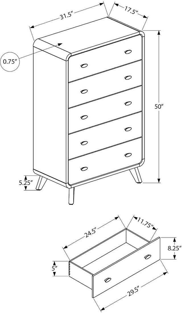 Monarch Specialties Inc. Grey/Walnut Chest-1