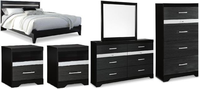 Signature Design by Ashley® Starberry 6-Piece Black Queen Panel Bed Set-0