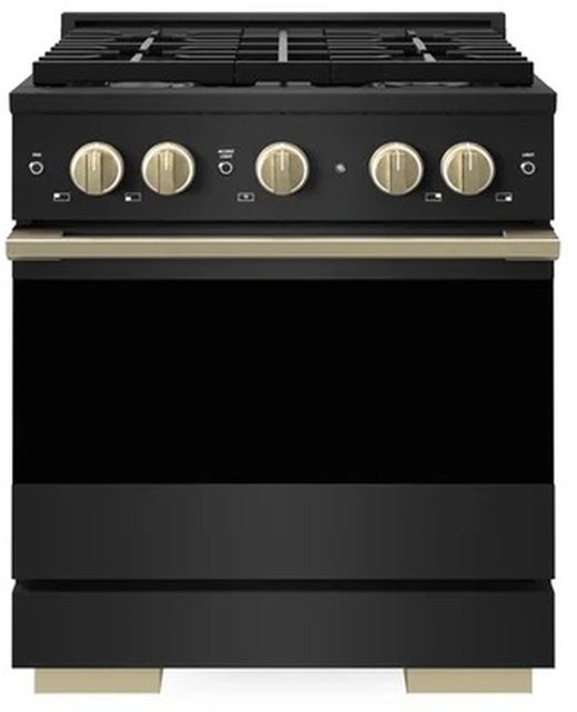 ZLINE Marino 30" Black Stainless Steel Pro Style Dual Fuel Range with Champagne Bronze Accents-0
