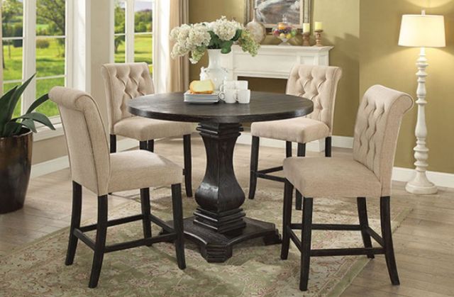 Furniture of America® Izzy 2-Piece Antique Black/Beige Counter Stool Set-1