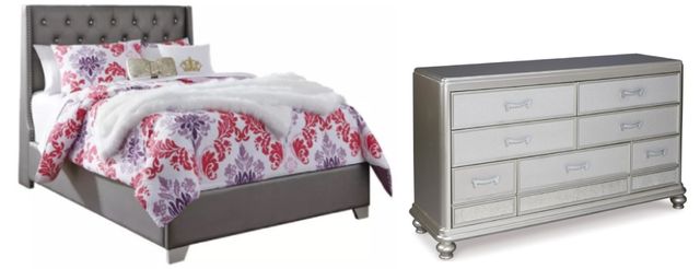 Signature Design by Ashley® Coralayne 2-Piece Gray Full Upholstered Bed Set-0