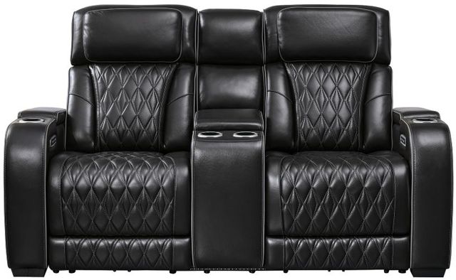 Signature Design by Ashley® Boyington Black Power Reclining Loveseat with Console-1