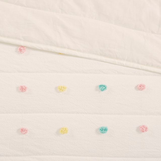 Olliix by Clean Urban Habitat Kids Callie Multi-Colored Twin Cotton Jacquard Pom Pom Coverlet Set-4