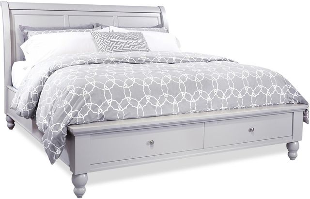 aspenhome® Cambridge Light Gray Paint Queen Sleigh Storage Bed-0