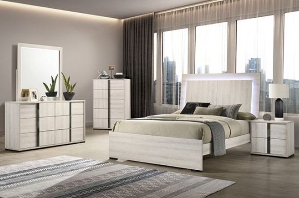 Furniture of America® Horten 4-Piece White Wash Queen Bedroom Set-0