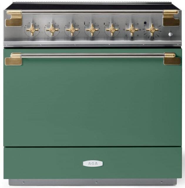 AGA™ Elise 36" Stainless Steel Pro Style Slide In Induction Range with Mineral Green Door