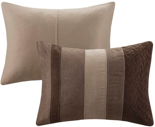 Olliix by Madison Park 7 Piece Tan King Kennedy Faux Suede Comforter Set-1
