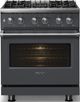 Viking® 5 Series 30" Cast Black Pro Style Dual Fuel (NG) Range with Polished Chrome Trim-2