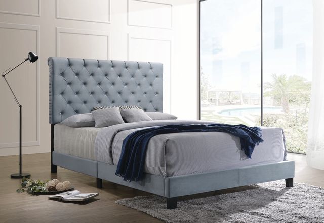 Coaster® Warner Slate Blue Queen Upholstered Bed-3