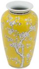A & B Home White/Yellow Curved Plum Blossom Vase-1