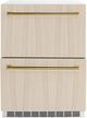 ZLINE Autograph Edition Touchstone 4.6 Cu. Ft. Panel Ready Outdoor-Rated Refrigerator Drawers with Polished Gold Handles-0