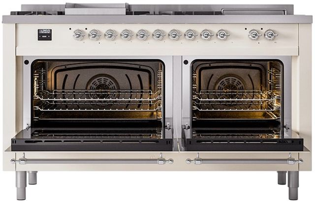 Ilve® Nostalgie II Series 60" Antique White Pro Style Dual Fuel Range-1