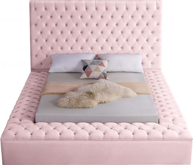 Meridian Furniture Bliss Pink Velvet Full Bed-0