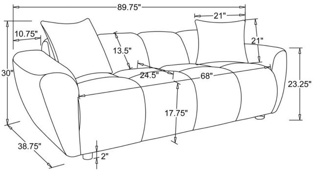Coaster® Destino Greige Upholstered Splayed Arm Sofa-3