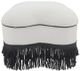 Sagebrook Home White Clover Ottoman with Black Fringes-2