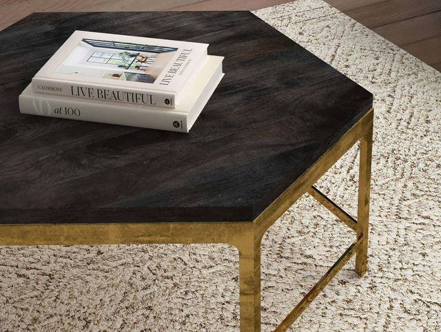 Hooker® Furniture Commerce and Market Dark Wood Octavius Cocktail Table with Gold Base-3