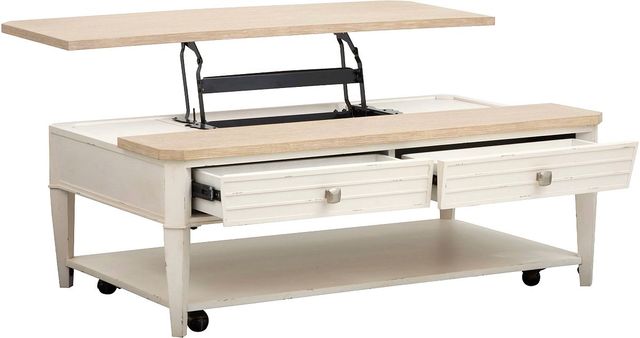 Magnussen Home® Echo Isles Driftwood/Sea Pearl Lift Top Storage Cocktail Table with Casters-2